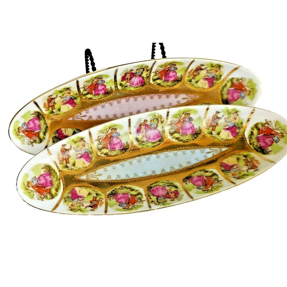 ROYAL VIENNA 1102 OVAL OLIVE CONDIMENTS RELISH SERVING DISH vintage set of 2
